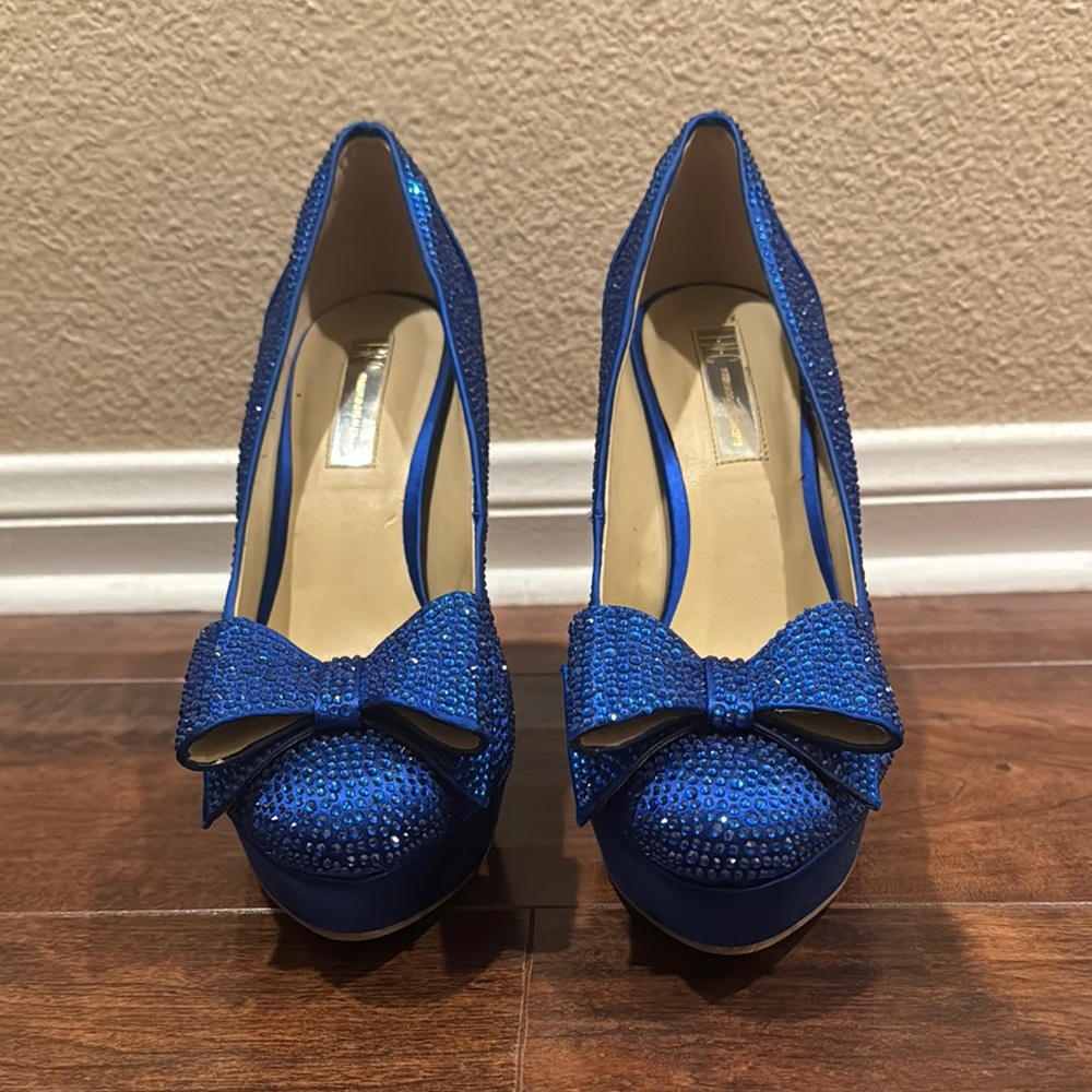 Blue Glitter Heels with Bow